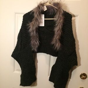 New felicity knitted wrap sweater with fur